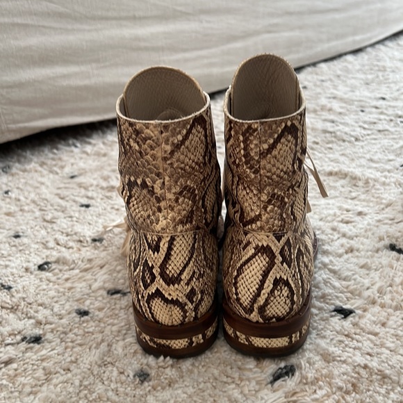 Freda Salvador Ralf Embossed Snake Lace Boots in Vanilla - Picture 7 of 9